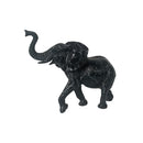 Escultura Elefante Decorativo em Resina Preto estilo Mármore 17x21cm Obra de Arte Decorativa Única