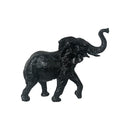 Escultura Elefante Decorativo em Resina Preto estilo Mármore 17x21cm Obra de Arte Decorativa Única