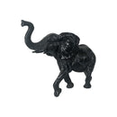 Escultura Elefante Decorativo em Resina Preto estilo Mármore 17x21cm Obra de Arte Decorativa Única